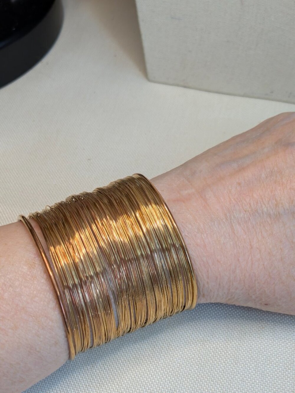 Gold‑Plated Wire‑Wrapped Adjustable Cuff Bracelet